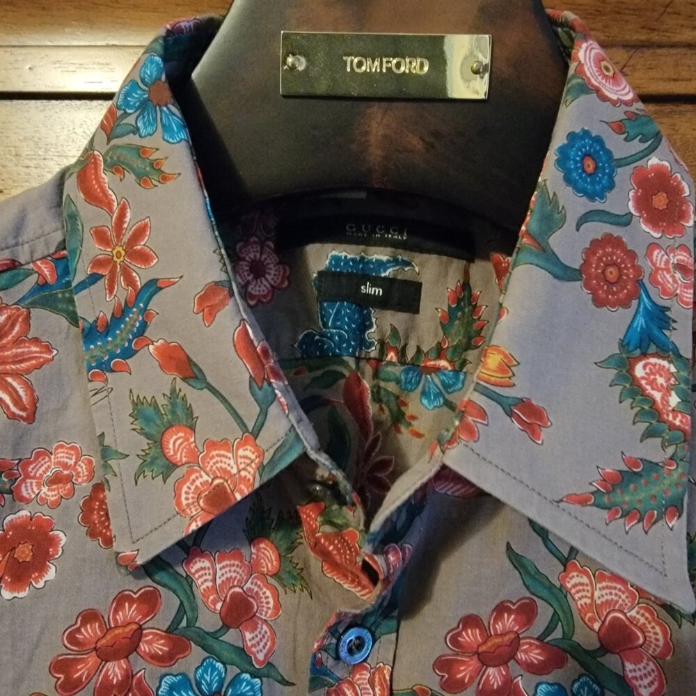 GUCCI SHIRT MENS FLORAL SHIRT 40 SIZE